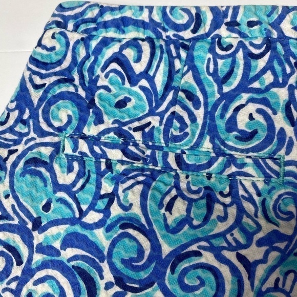 Lilly Pulitzer WOMENS  Shorts Flat Front Side Zip Size 2 Navy White Swirl - Picture 10 of 11